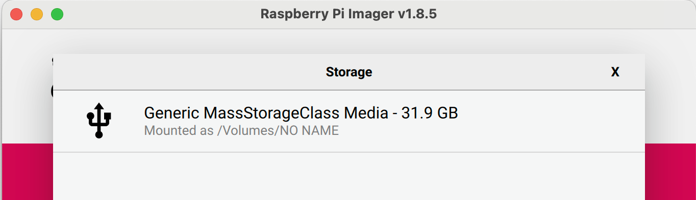 RPi Imager Choose Device